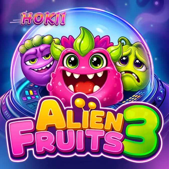 Tampilan grid 6x5 pada permainan slot Alien Fruits 3 dengan tema buah luar angkasa.